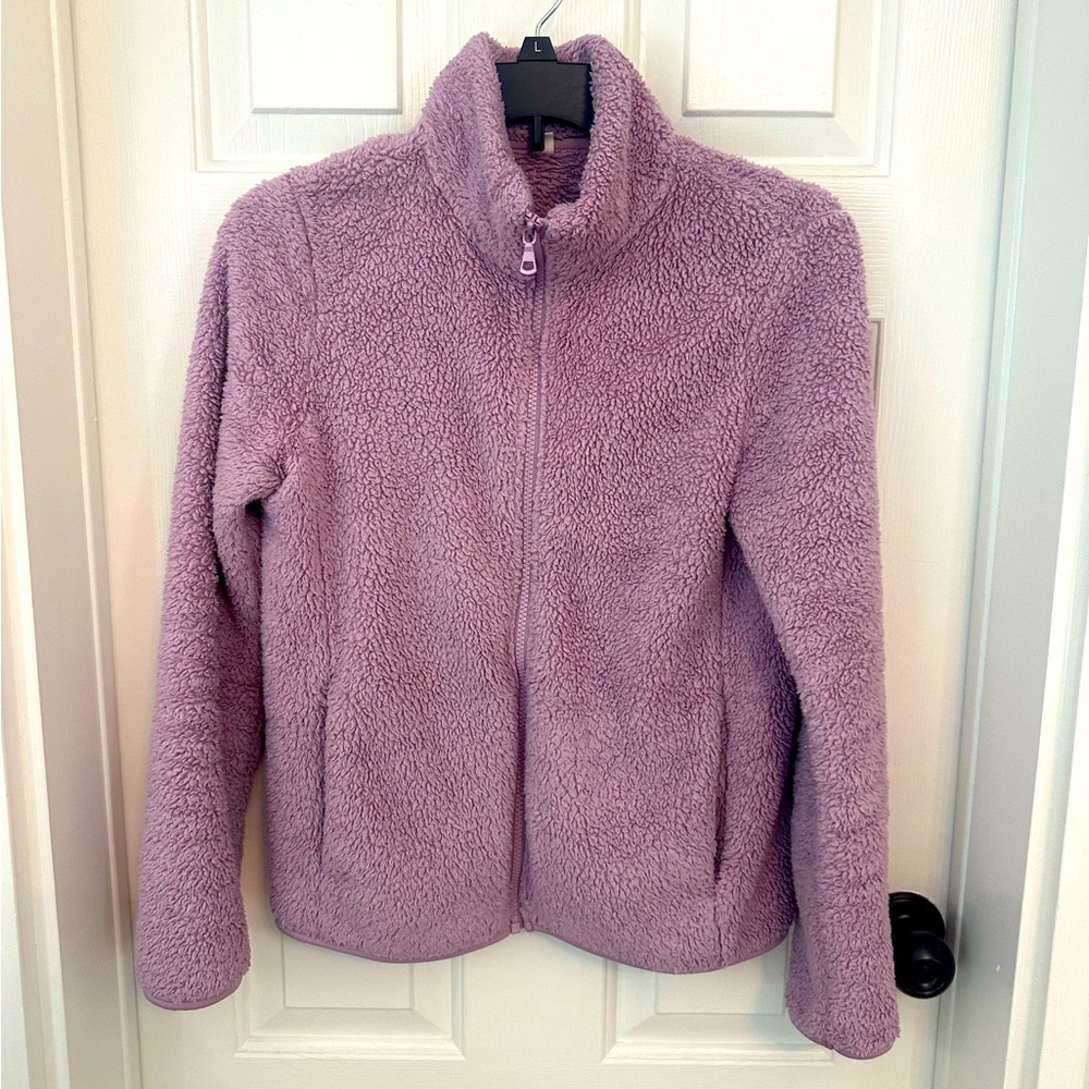 Uniqlo Womens Teddy Bear Fleece Jacket Pink Full Zipper